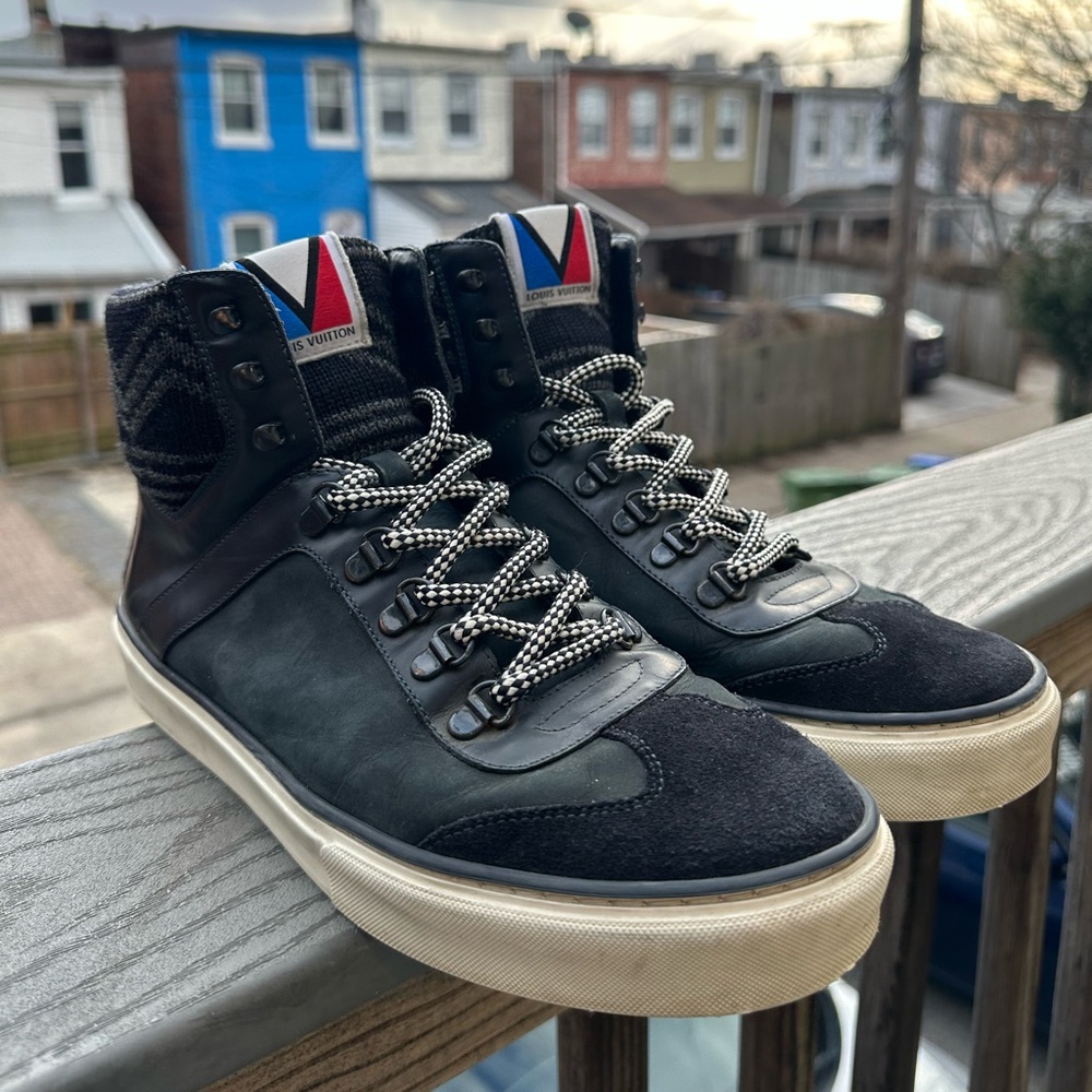 ❌SOLD❌ Louis Vuitton Breaking Away High Top Leather Wool Boots US 8.5 UK 7.5